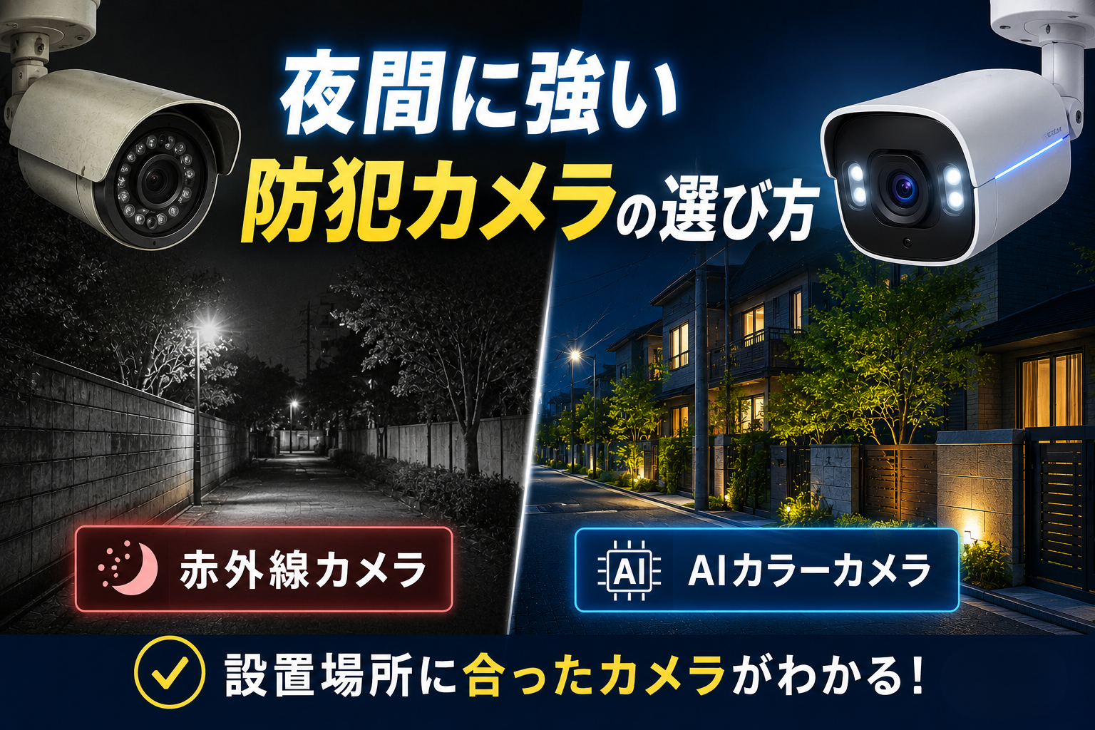 夜間に強い防犯カメラの選び方｜赤外線とAIカラーカメラの違いを徹底比較