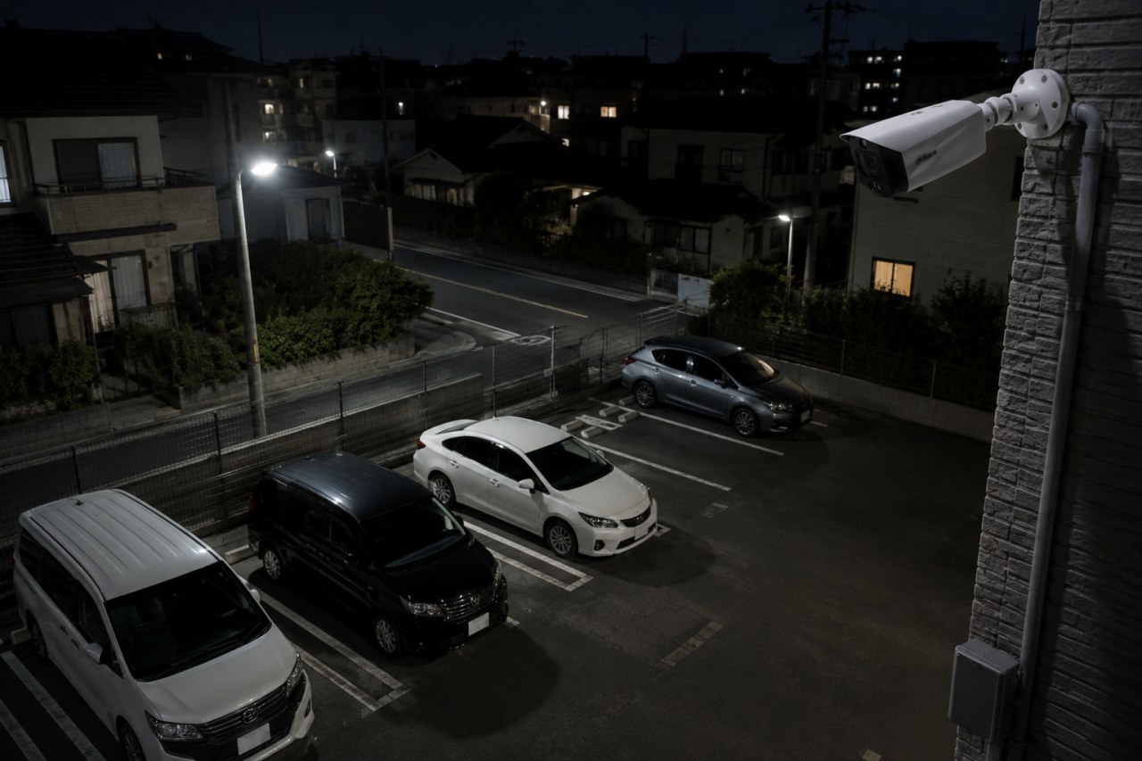 夜間の駐車場を見守るTiOC