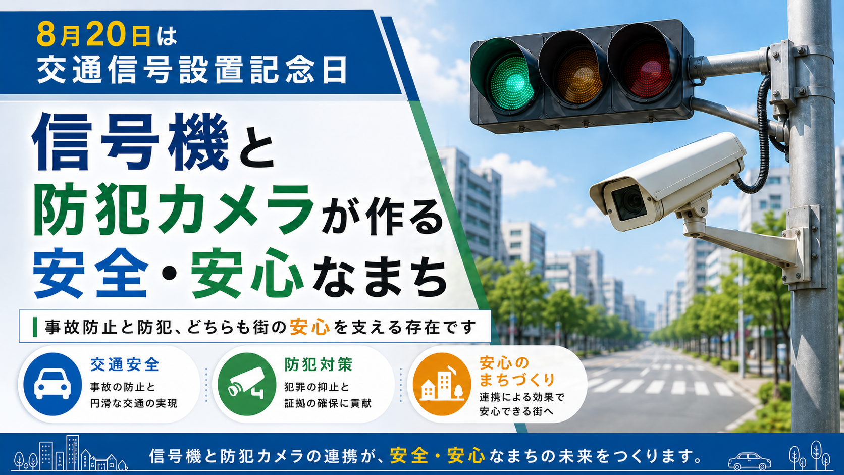 【交通信号記念日】信号機と防犯カメラが支える街の安全